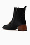 Women's front buckle detailed thick heeled leather boot 26k d26kb-8825 black patent leather - 3