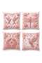 Pink Fluffy Rose Animals Patterned 4-Piece Throw Pillow Cover Set - 3