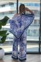 Shawl Blouse Trousers Silk Satin Set - 7