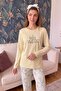 Yellow More Than Patterned Bamboo Long Sleeve Women's Pajama Set - 5