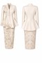 Embroidered Skirt and Jacket Set Ecru