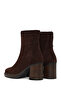 Women's Brown Zippered Thick Heeled Suede Leather Boots Wf190062Ds - 8