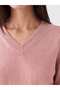 Alita City Farkıyla Lcw Everyday Pink Knitwear Plain V-Neck Women's Sweater - 3