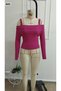 Women's long sleeve madonna neckline strappy crop camisole blouse - 4