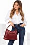 Women's Soft Textured Faux Leather Handbag – Single Compartment, Small Zippered Pocket, Casual Stylish Burgundy Bag - 8