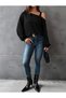 Women's long sleeve one shoulder strap detail loose viscose two thread blouse - 7