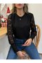 Women's Long Sleeve Crew Neck Floral Sleeves Waffle Blouse - 8