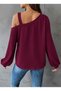 Women's Long Sleeve One Shoulder Strap Detail Loose Diver Blouse - 3