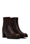 Women's Brown Zippered Thick Heeled Leather Boots Wf190059Dv - 2