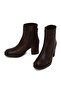 Women's Brown Zippered Thick Heeled Leather Boots Wf190059Dv - 5