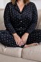 Black Poeng Front Buttoned Oversized Suede Women's Pajama Set - 4