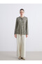 Alita City with a Difference, Lcw Grace Khaki Combed Cotton Patterned Tie Collar Long Sleeve Women's Blouse - 3