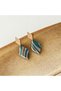 Marble Ebruli Emerald Handmade Earrings