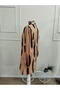 Women's Long Sleeve Semi-Crew Neck Patterned Modal Short Dress - 5