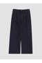 Two Mt Shop Quality Lcw Curve Navy Blue Denim Straight Wideleg Elastic Waist Wide Leg Women's Jean Pants - 3