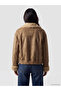 Two Mt Shop Quality Lcw Vision Beige Fur Collar Women's Suede Look Coat - 5