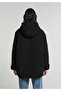 Regular Fit Hooded Zippered Lined Water Resistant Women's Black Coat - 2