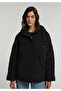 Regular Fit Hooded Zippered Lined Water Resistant Women's Black Coat