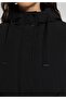 Regular Fit Hooded Zippered Lined Water Resistant Women's Black Coat - 4