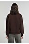Regular Fit Zippered Plain Women's Brown Sweatshirt - 2