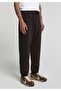 Relaxed Fit Mid Waist Plain Men's Brown Sweatpants - 4