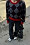 Black Nomi Baklava Pattern Wool Crew Neck Women's Knitwear Short Sweater - 4
