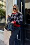 Black Nomi Baklava Pattern Wool Crew Neck Women's Knitwear Short Sweater - 2