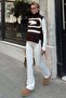 Brown Half Fisherman Spiral Pattern Side Tie Women's Knitwear Sweater - 2