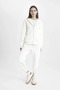 C1809Axer105 Ecru Relax Fit Hooded Pocket Basic Zippered Sweatshirt - 2