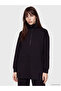 Two Mt Shop Quality Lcw Modest Black Interlock Plain Oversize Women's Sweatshirt Tunic