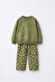 Girl's Khaki Embroidery Detailed Polka Dot Tracksuit with Cotton Bottoms