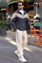 Smoked Stripe Detailed Double Zipper Men's Fleece Cardigan E7191 - 2
