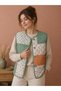 100% Cotton Fabric Panel Set 5 Different Patterns 30X60 cm – Vintage Floral and Geometric Patterns, Green and Brick Tones - 7