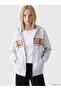 Alita City Gray with a Difference 3 Thread Threaded Printed Oversize Women's Zippered Sweatshirt