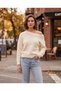 Boat Neck Off-Shoulder Long Sleeve Knit Sweater - 2