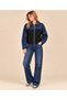 New Season Premium Quality Denim Decorated Leather Collar Zippered Women's Jacket - 5