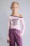 Fashion Fit Asymmetrical Waist Boat Neck Printed Ribbed Long Sleeve T-Shirt Girl Child I8452A826Au - 3