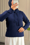 44374 - Stylish Comfortable Felt Women's Knitwear Short Sweater with Scarf Neck Tie Detail - 4