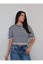 High Collar Striped Knitwear Blouse - 2