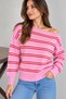 Women's Striped Degaje Collar Knitwear Sweater - 2
