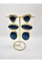Hanging Navy Blue Brand Model Earrings - 4