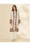 Women Beige Patterned Longline Kimono