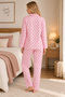 Women's Cotton Heart Patterned Shirt Collar Long Sleeve Pajama Set - 4
