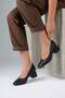 Novel Wicker Look Women's Heel Shoes Black