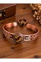 Women's copper ring bracelet handcrafted pure copper round tiger's eye stone natural gemstone women's copper adjustable bracelet
