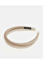 Women Beige Pearl Embellished Headband - 2