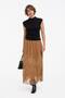 Women's Pleated Detailed Design Long Skirt with Elastic Waist and Lining - 4