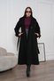 Women's Double-Breasted Belted Long Cashmere Coat with Epaulettes and Buttons - 3