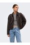 Women's Low-Shoulder Long Sleeve Bomber Jacket - Moon - 2