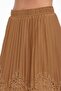 Women's Pleated Detailed Design Long Skirt with Elastic Waist and Lining - 7